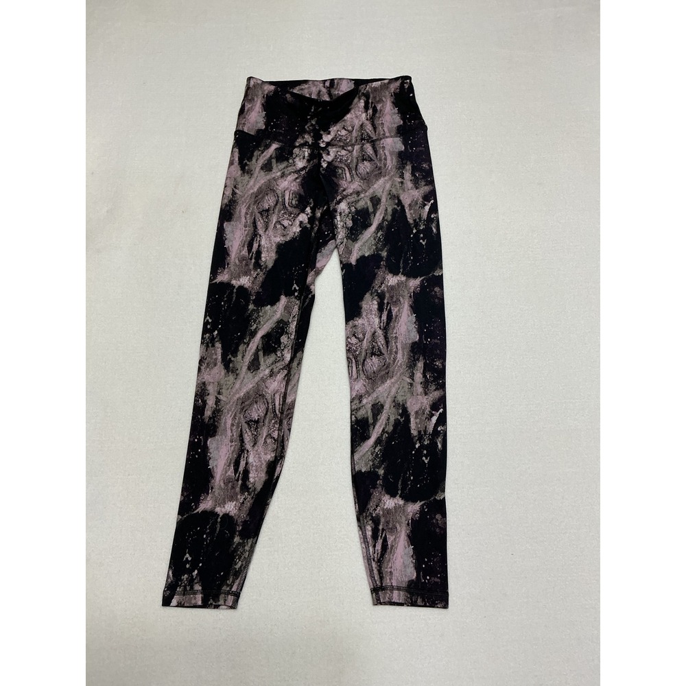 Old Navy Active PowerPress High Rise Leggings Womens Small Black Pink Abstract